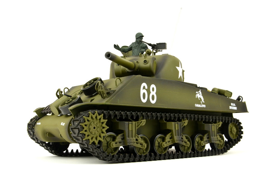 Rc Panzer "Us M4a3 Sherman" Heng Long 1:16 Mit Rauch&Sound+Metallgetriebe +2,4ghz