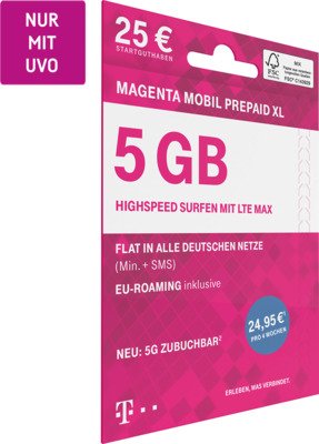 magenta mobil prepaid xl (2020) 25 euro startguthaben