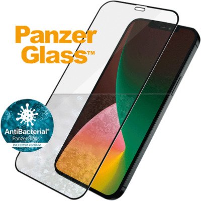 panzerglass apple iphone 12 max/12 pro cf antibakteriell e-to-e, black