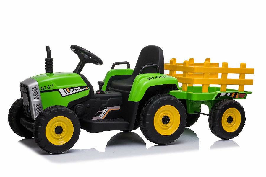 Kinderfahrzeug Elektro Auto Traktor Mit Anhänger 12v Akku,2 Motoren