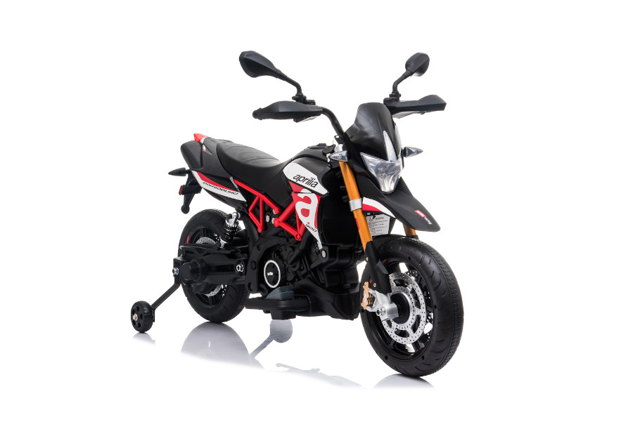 Elektro Kindermotorrad "Aprilia-900-Dorsoduro" Lizenziert 12v 2 Motoren Mp3 + Leder + Eva