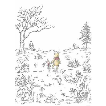 Vlies Fototapete - Winnie The Pooh Walk - Größe 200 X 280 Cm