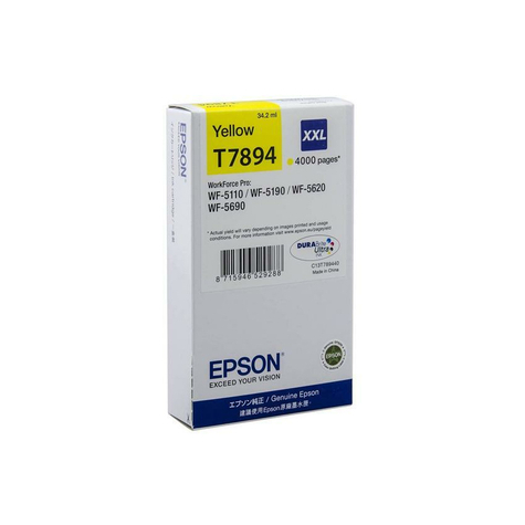 Epson C13t789440 Druckerpatrone T7894 Xxl Gelb 4,000 Seiten