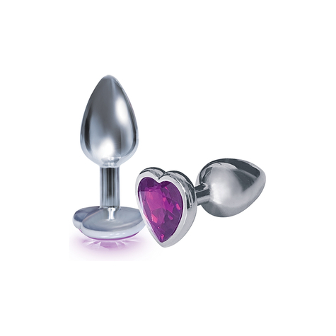 Bejeweled Heart Stainless Steel Plug Violet