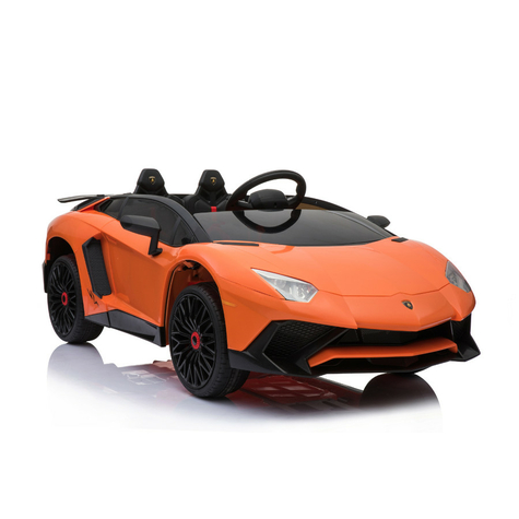 Kinderfahrzeug   Elektro Auto "Lamborghini Aventador SV"   lizenziert   12V7AH, 2 Motoren  2,4Ghz Fernsteuerung, MP3, Ledersitz+EVA Orange