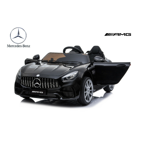 Kinderfahrzeug - Elektro Auto "Mercedes AMG GT Doppelsitzer M" - lizenziert - 12V, 2 Motoren- 2,4Ghz, MP3, Ledersitz+EVA-Schwarz
