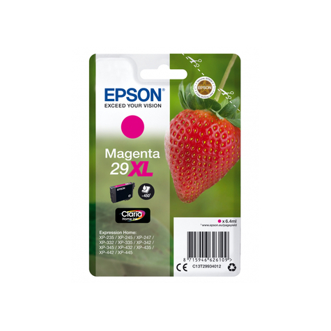 Epson Strawberry Singlepack Magenta 29xl Claria Home Ink Original Tinte Auf Pigmentbasis Magenta Epson  Expression Home Xp-455 Expression Home Xp-452 Expression Home Xp-445 Expression Home... 1 Stück(E)
