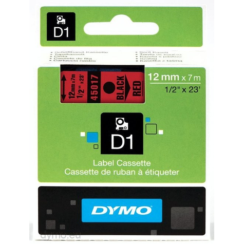 Dymo Standard-D1-Bänder Schwarz Auf Rot Polyester -18 90 °C Dymo Labelmanager Labelwriter 450 Duo Box
