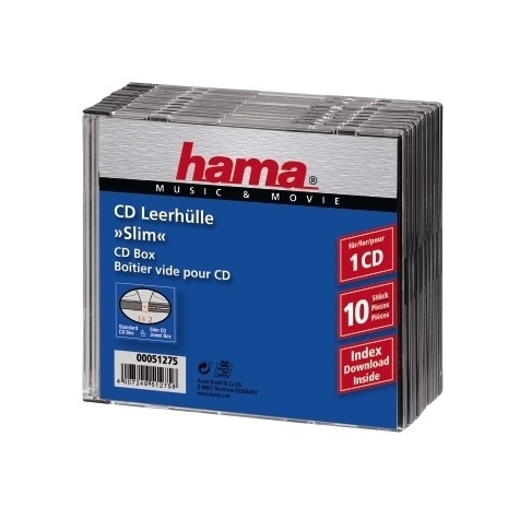 Hama Cd Slim Jewel Case Pack 10 1 Disks Transparent
