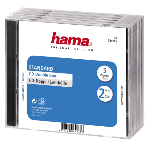 Hama Cd Double Jewel Case Standard Pack 5 2 Disks Transparent