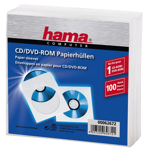 Hama 00062672 Schutzhülle 1 Disks Weiß Papier 120 Mm Kratzresistent