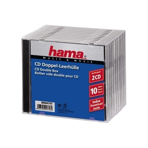 Hama Cd Double Jewel Case Standard Pack 10 2 Disks Transparent