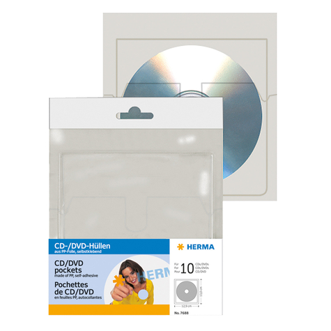 Herma Cd/Dvd-Hüllen 129x130 Mm 10 Hüllen Schutzhülle 1 Disks Transparent Polypropylen (Pp) 120 Mm 129 Mm