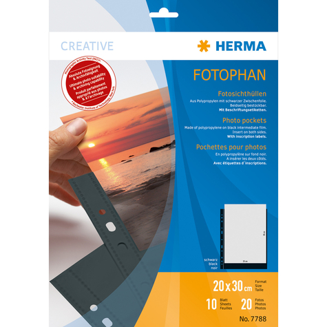 Herma Fotophan Photo Envelopes 20x30 Cm High Black 10 Envelopes - Black - Transparent - Portrait - 230 Mm - 310 Mm - 10 Piece(S)