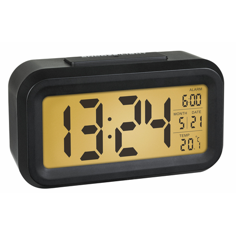 Tfa 60.2018.01 - Quartz Alarm Clock - Black - Plastic - 0 - 50 Ã¢Â°C - Led - Orange
