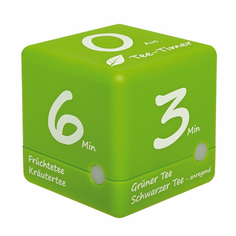 Tfa Cube Timer - Digital Kitchen Timer - Green - White - 6 Min - Plastic - Free Standing - Aaa