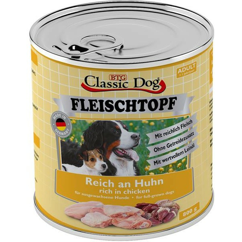 Classic Dog,Cla.Dog Fleischtopf Huhn 800gd