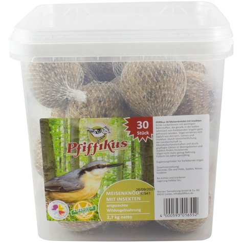 Pfiffikus Titmouse Dumplings With Insects 30 Pieces In Bucket With