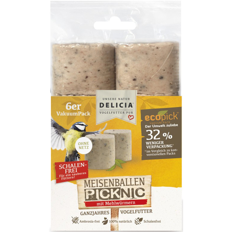 Delicia Tit Balls Picknik 6s With Mealworms - Without B