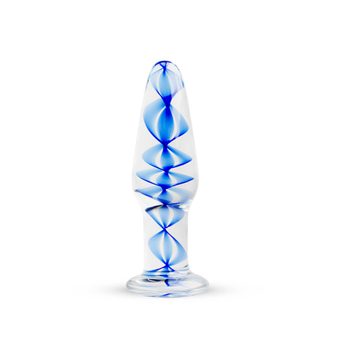 Analplug : Blau Spiral Glass Buttplug