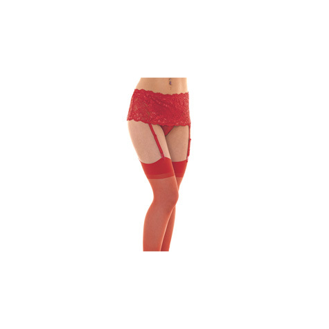 Strapsstrümpfe :Rot Floral Suspender Belt With Stockings