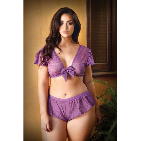 Kate Crop Top With Sexy French Panties Purple