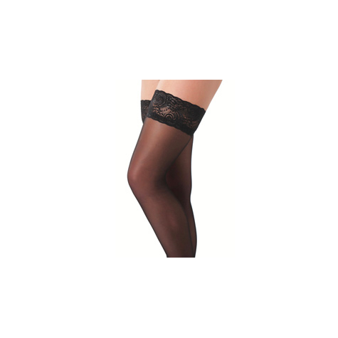Strapsstrümpfe :Schwarz Hold-Up Stockings With Floral Lace Top