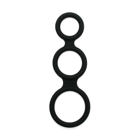 Rimba Latex Play - Triple Cock Ring - Black