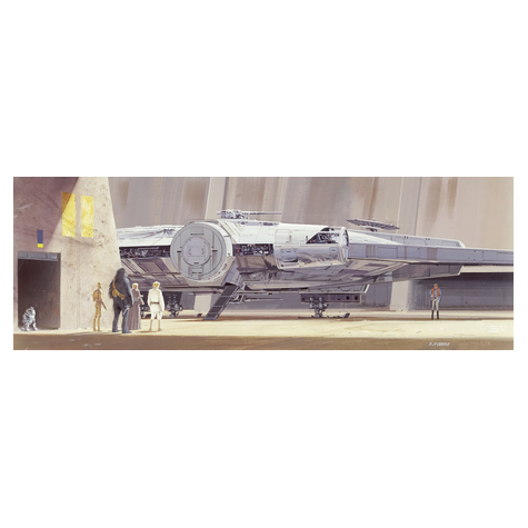 Papier Fototapete - Star Wars Classic Rmq Milleniumfalcon - Größe 368 X 127 Cm