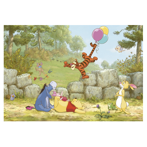 Papier Fototapete - Winnie Pooh Ballooning - Größe 368 X 254 Cm