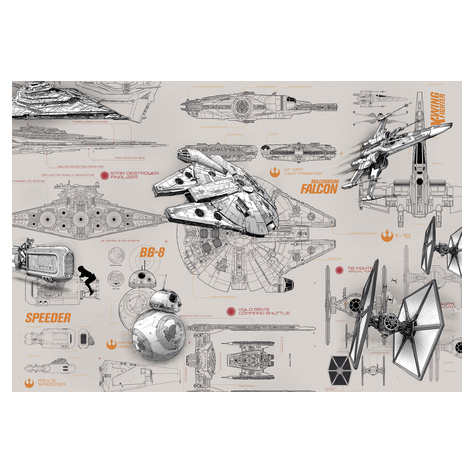 Papier Fototapete - Star Wars Blueprints - Größe 368 X 254 Cm