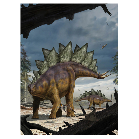 Non-Woven Wallpaper - Stegosaurus - Size 184 X 248 Cm