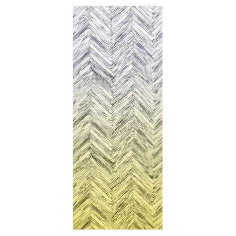 Non-Woven Wallpaper - Herringbone Yellow Panel - Size 100 X 250 Cm