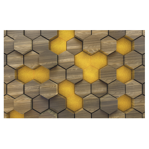 Vlies Fototapete - Woodcomb Olive - Größe 400 X 250 Cm