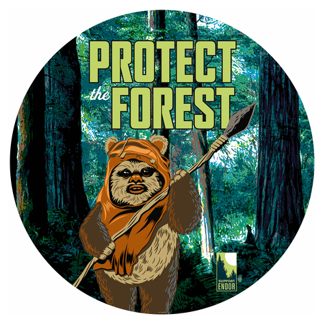 Selbstklebende Vlies Fototapete/Wandtattoo - Star Wars Protect The Forest - Größe 125 X 125 Cm