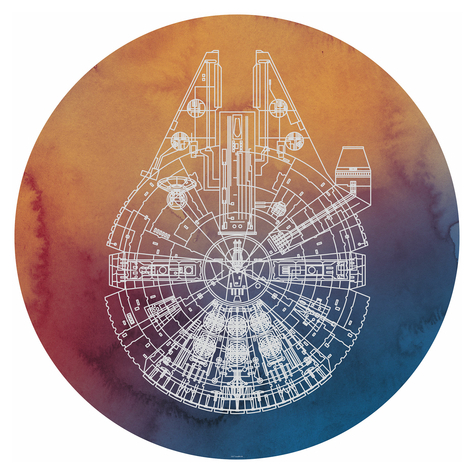 Selbstklebende Vlies Fototapete/Wandtattoo - Star Wars Millennium Falcon - Größe 125 X 125 Cm