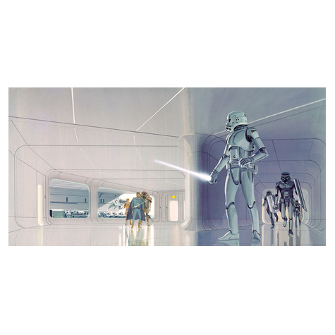 Vlies Fototapete - Star Wars Classic Rmq Stormtrooper Hallway - Größe 500 X 250 Cm