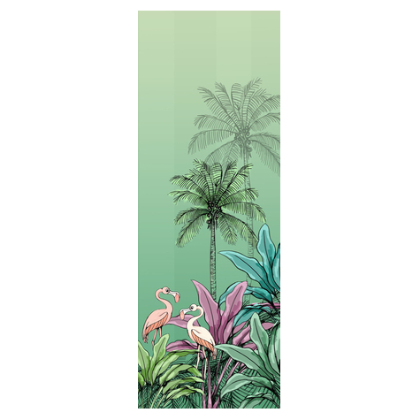 Vlies Fototapete - Jungle Flamingo - Größe 100 X 280 Cm