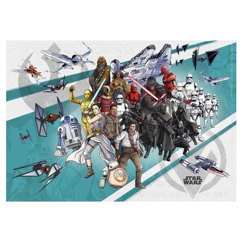 Vlies Fototapete - Star Wars Cartoon Collage Wide - Größe 400 X 280 Cm