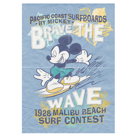 Non-Woven Wallpaper - Mickey Brave The Wave - Size 200 X 280 Cm