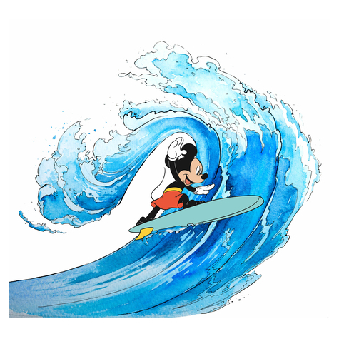 Vlies Fototapete - Mickey Surfing - Größe 300 X 280 Cm