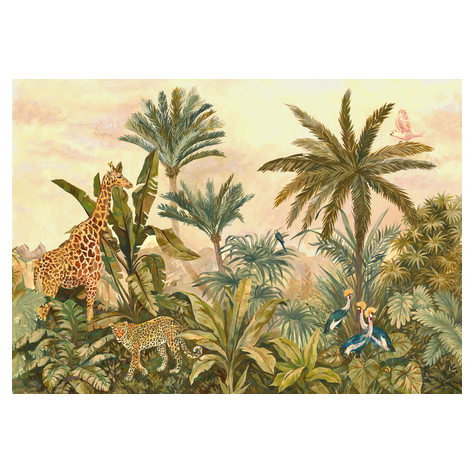 Non-Woven Wallpaper - Tropical Vintage Garden - Size 400 X 280 Cm
