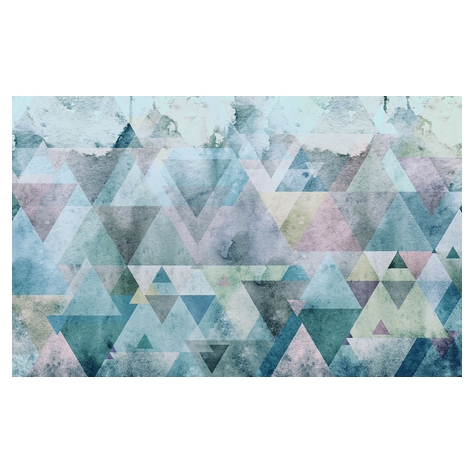 Non-Woven Wallpaper - Triangles Blue - Size 400 X 250 Cm