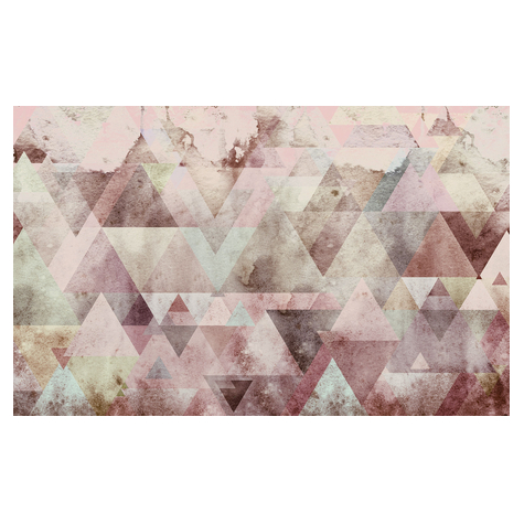 Non-Woven Wallpaper - Triangles Red - Size 400 X 250 Cm