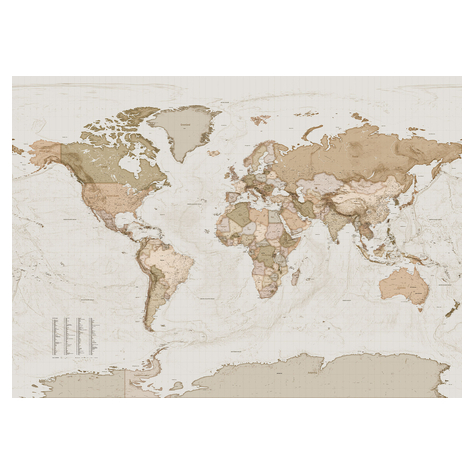 Non-Woven Wallpaper - Earth Map - Size 350 X 250 Cm