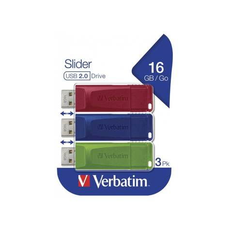 Verbatim Slider - Usb-Stick -16 Gb Blau - Gr - Rot 49326