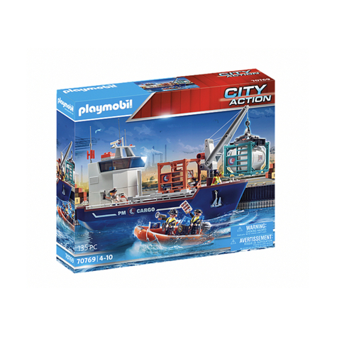 Playmobil City Action - Gros Containerschiff Mit Zollboot (70769)